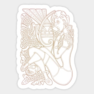 Woman and Bird: Book of Kells Style Sticker